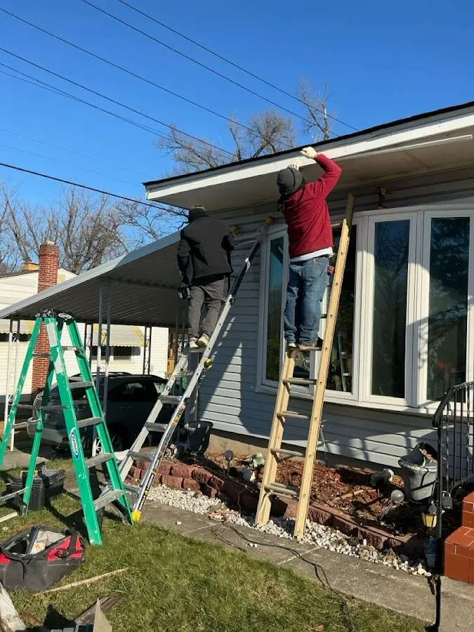 Restoration crew performing exterior repair in Bennington